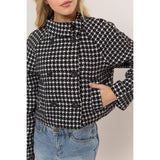 Tweed Plaid Double-Breasted Jacket: CREAM