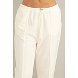 High-waisted Drawstring Pants: CREAM