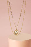 Gold JOSSLYN COIN LINK DOUBLE LAYER NECKLACE