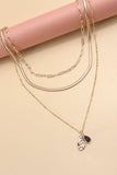 Gold JOSSLYN BLACK STONE TEARDROP PENDANT MULTI CHAIN NECKLACE