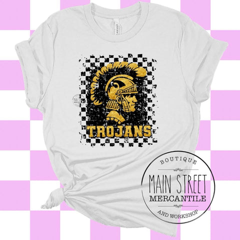 Checkered Trojan head Trojans graphic tee -9