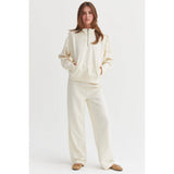 Half Zip Sweatshirt With Front Pockets -Tan
