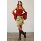 Quilted Puffer Mini Skirt: BLACK