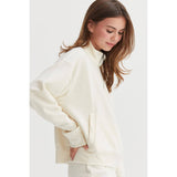 Half Zip Sweatshirt With Front Pockets -Tan
