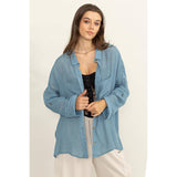 LONG SLEEVE BUTTON DOWN SHIRT: MAUVE
