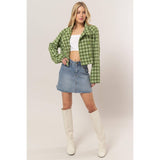 Tweed Plaid Double-Breasted Jacket: CREAM