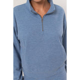Half Zip Sweatshirt With Front Pockets -Tan