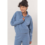 Half Zip Sweatshirt With Front Pockets -Tan