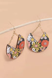 Gold JOSSLYN FLOWER PRINT WOOD CHAIN DROP EARRINGS