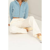 High-waisted Drawstring Pants: CREAM
