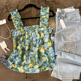 Yellow and Green Floral Top