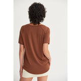 SHORT-SLEEVE V-NECK TOP: GRAY BLUE
