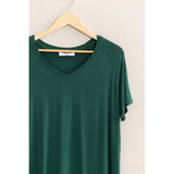 SHORT-SLEEVE V-NECK TOP: GRAY BLUE