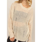 DISTRESSED KNIT SWEATER: ALPACA