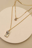 Gold JOSSLYN RECTANGLE FLOWER PEDNANT MULTI LAYER NECKLACE