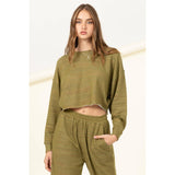 DROP-SHOULDER CROPPED TOP: HUNTER GREEN