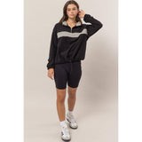 Fleece Color Block Half Zip Pullover: BROWN