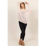 DISTRESSED KNIT SWEATER: ALPACA
