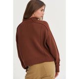 High Neck Reverse Seam Sweater: CREAM