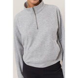 Half Zip Sweatshirt With Front Pockets -Tan