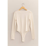 LONG SLEEVE SWEETHEART NECK BODYSUIT: CREAM