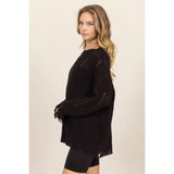 DISTRESSED KNIT SWEATER: ALPACA
