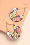 Gold JOSSLYN FLOWER PRINT WOOD CHAIN DROP EARRINGS