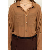 LONG SLEEVE BUTTON DOWN SHIRT: MAUVE