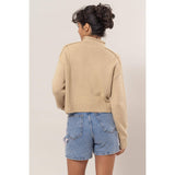 High Neck Reverse Seam Sweater: CREAM