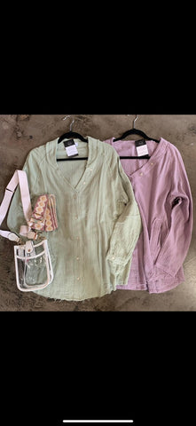 Lavender linen oversized top