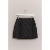 Quilted Puffer Mini Skirt: BLACK