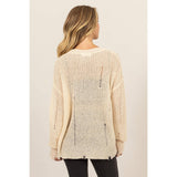 DISTRESSED KNIT SWEATER: ALPACA