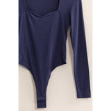 LONG SLEEVE SWEETHEART NECK BODYSUIT: CREAM