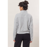 Half Zip Sweatshirt With Front Pockets -Tan
