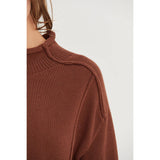 High Neck Reverse Seam Sweater: CREAM