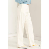 High-waisted Drawstring Pants: CREAM