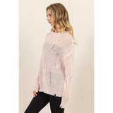 DISTRESSED KNIT SWEATER: ALPACA