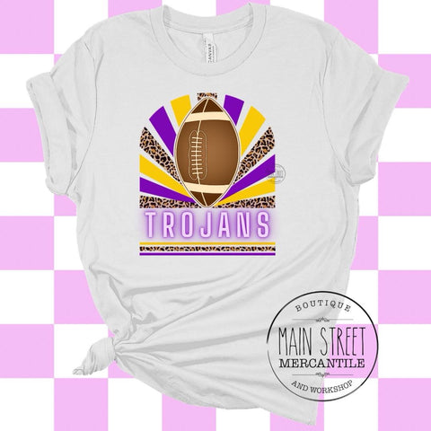Purple and gold football Trojans graphic tee -5