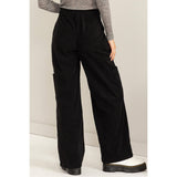 CORDUROY CARGO PANTS: BLACK