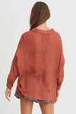 LONG SLEEVE BUTTON DOWN SHIRT: MAUVE
