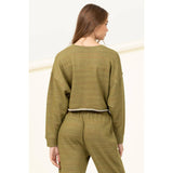 DROP-SHOULDER CROPPED TOP: HUNTER GREEN