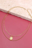 Gold JOSSLYN COIN LINK DOUBLE LAYER NECKLACE