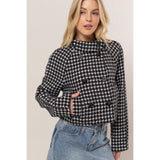 Tweed Plaid Double-Breasted Jacket: CREAM