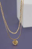 Gold JOSSLYN DOUBLE ROW HEART I LOVE YOU WORD NECKLACE