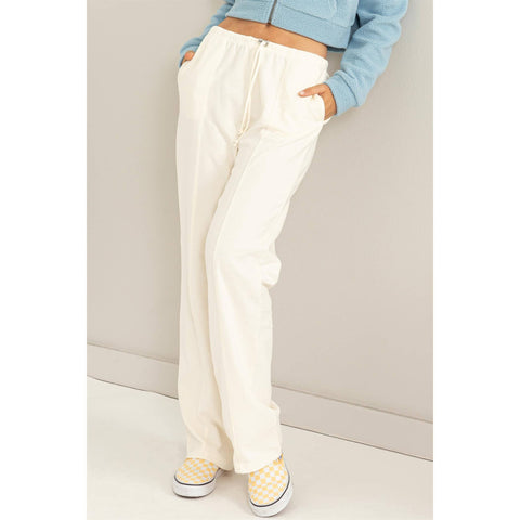 High-waisted Drawstring Pants: CREAM