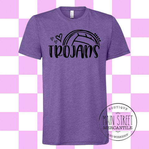 Trojans hearts volleyball graphic tee -53