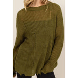 DISTRESSED KNIT SWEATER: ALPACA