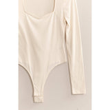 LONG SLEEVE SWEETHEART NECK BODYSUIT: CREAM