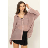 LONG SLEEVE BUTTON DOWN SHIRT: MAUVE