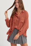 LONG SLEEVE BUTTON DOWN SHIRT: BLACK
